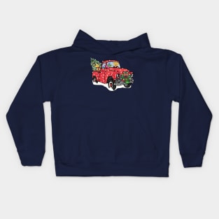 Golden Retrievers Christmas Red Truck Kids Hoodie